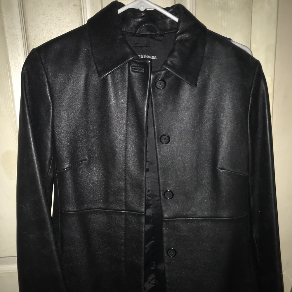 Express Black Leather Jacket Size 3/4